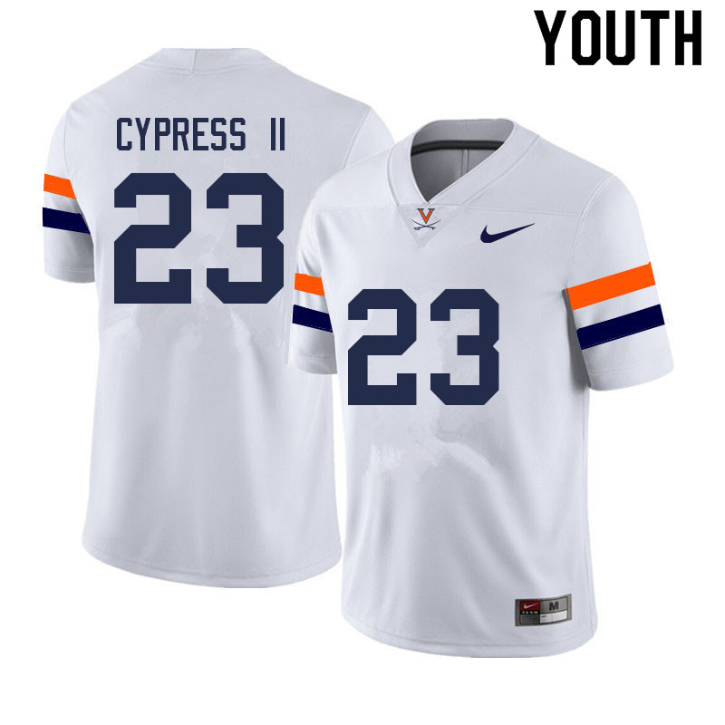 Youth #23 Fentrell Cypress II Virginia Cavaliers College Football Jerseys Sale-White - Click Image to Close